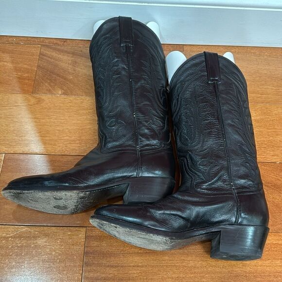 Tony Lama Vintage Boots Mens Black Western Embroidered Cowboy VM2993 size 7.5D - Picture 6 of 16